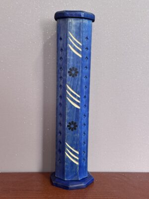 Torre Quemador de Incienso de Madera de Mango Azul
