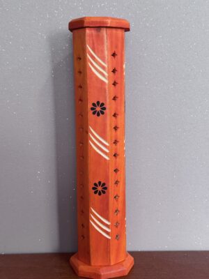 Torre Quemador de Incienso de Madera de Mango Naranja