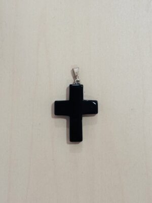 Colgante cruz obsidiana